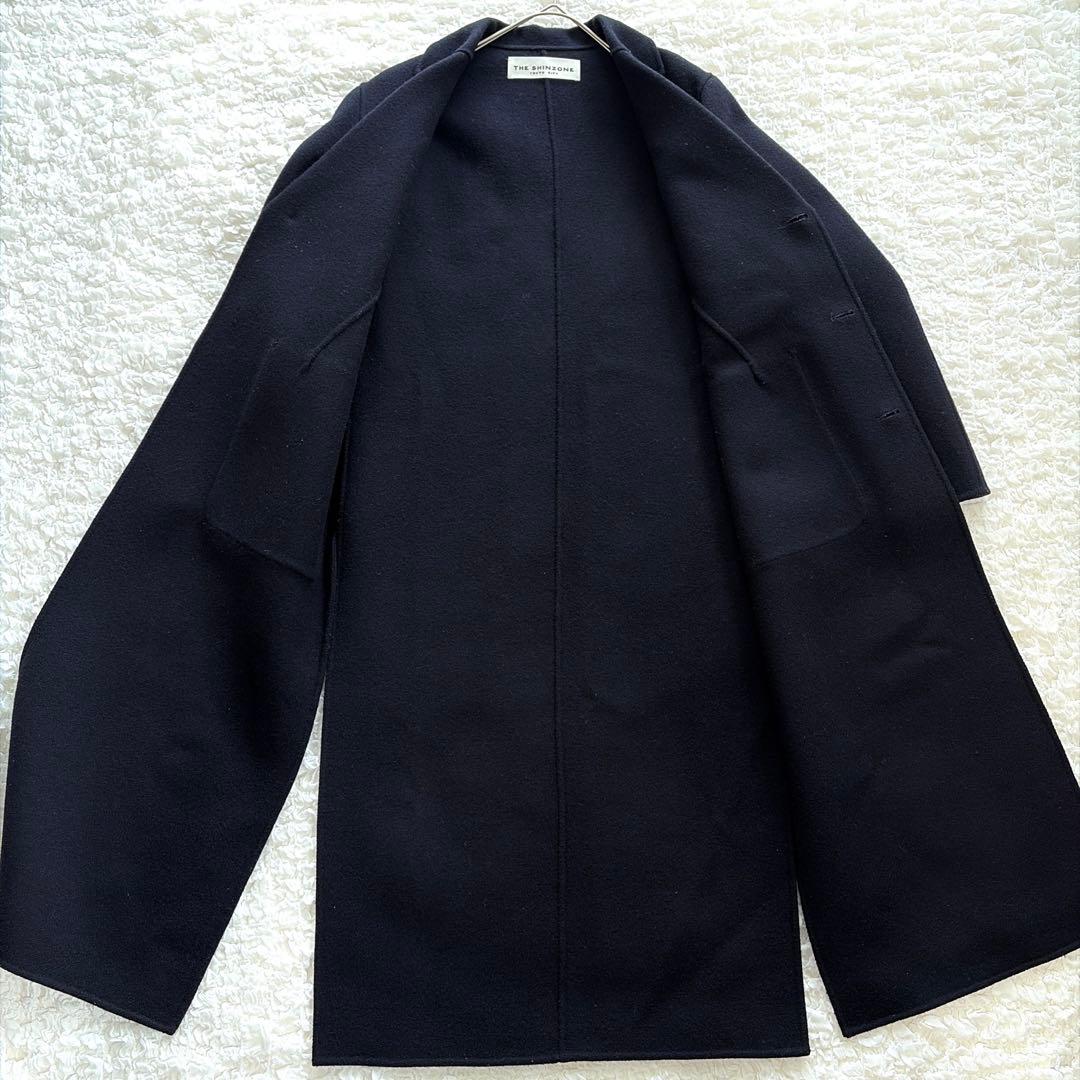 タグ付き✨ ザシンゾーン ダブルフェイス ウールチェスターコート ロング丈 紺
