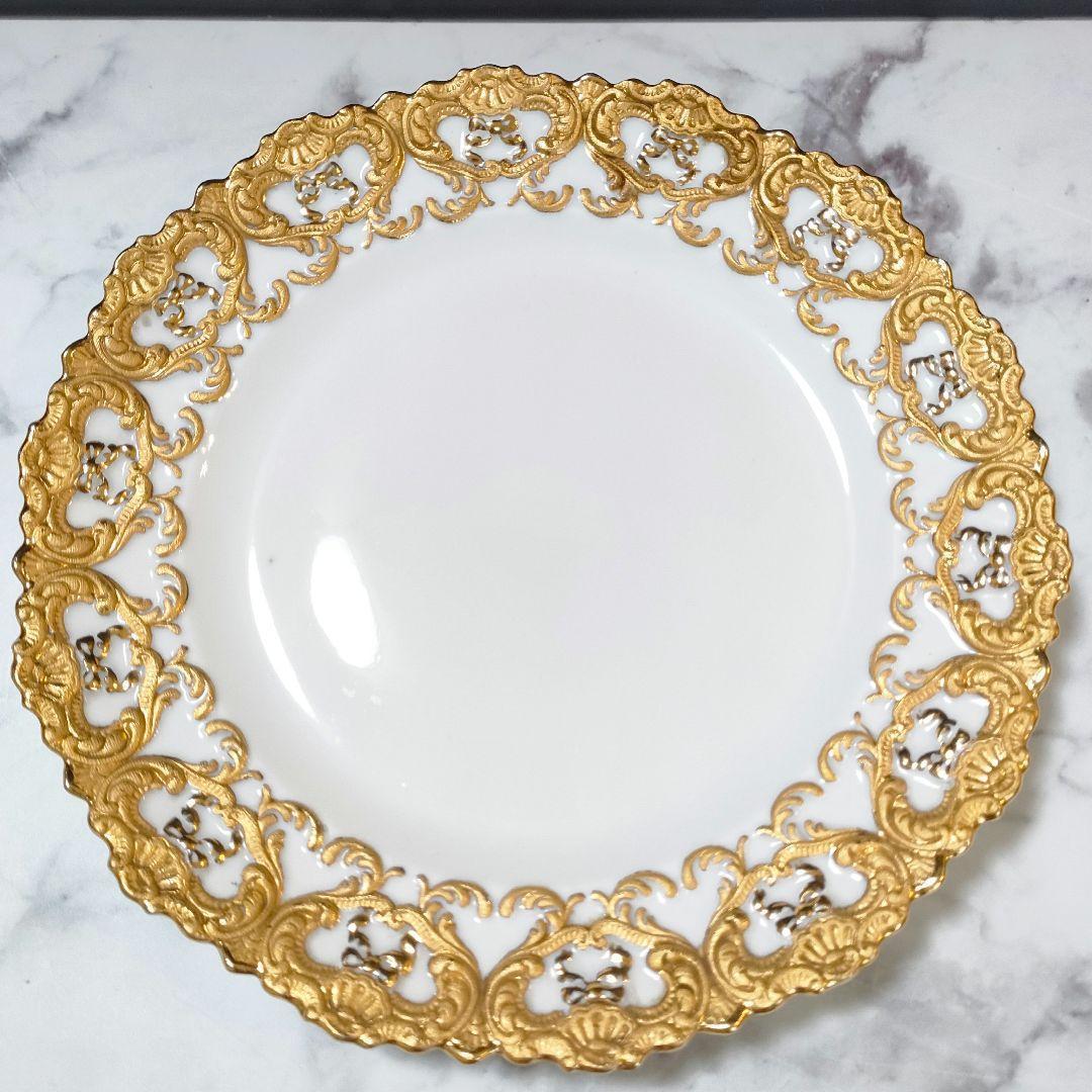 MEISSEN マイセン ゴールドレリーフ 金彩 プレート シェルエッジ 1級品