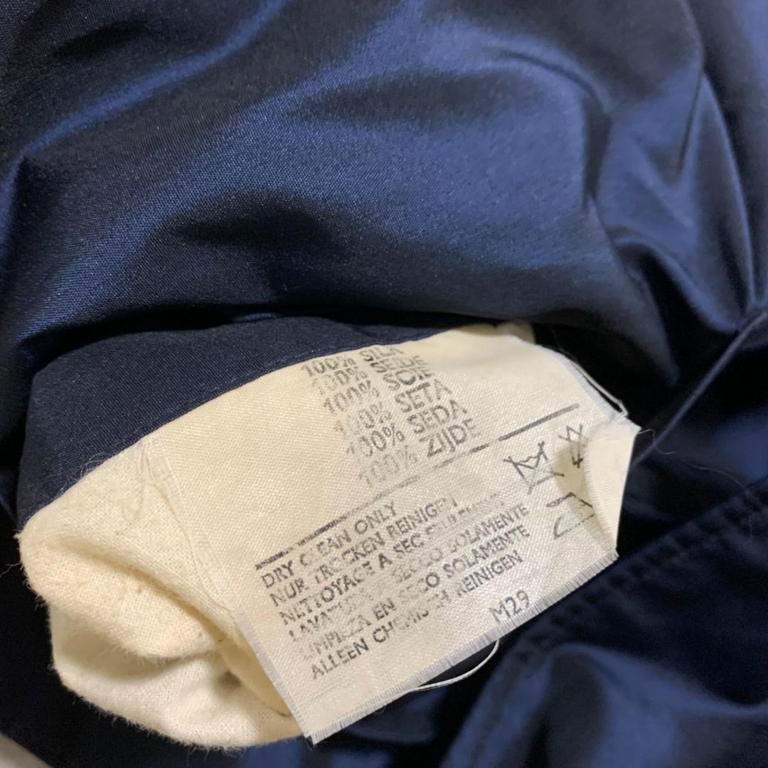 美品✨アクアスキュータム シルク100% 光沢 トレンチコート ネイビー