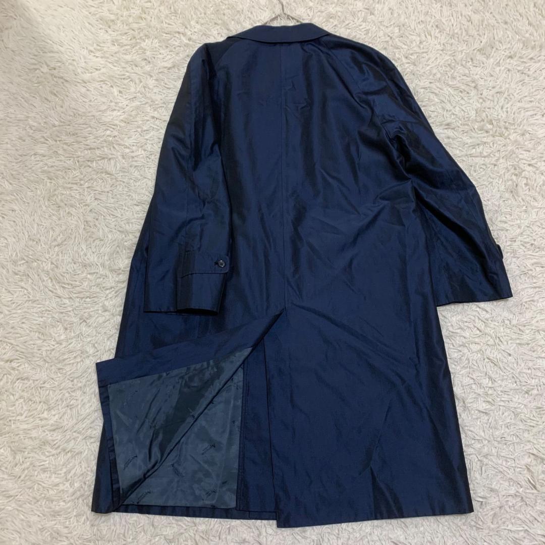 美品✨アクアスキュータム シルク100% 光沢 トレンチコート ネイビー
