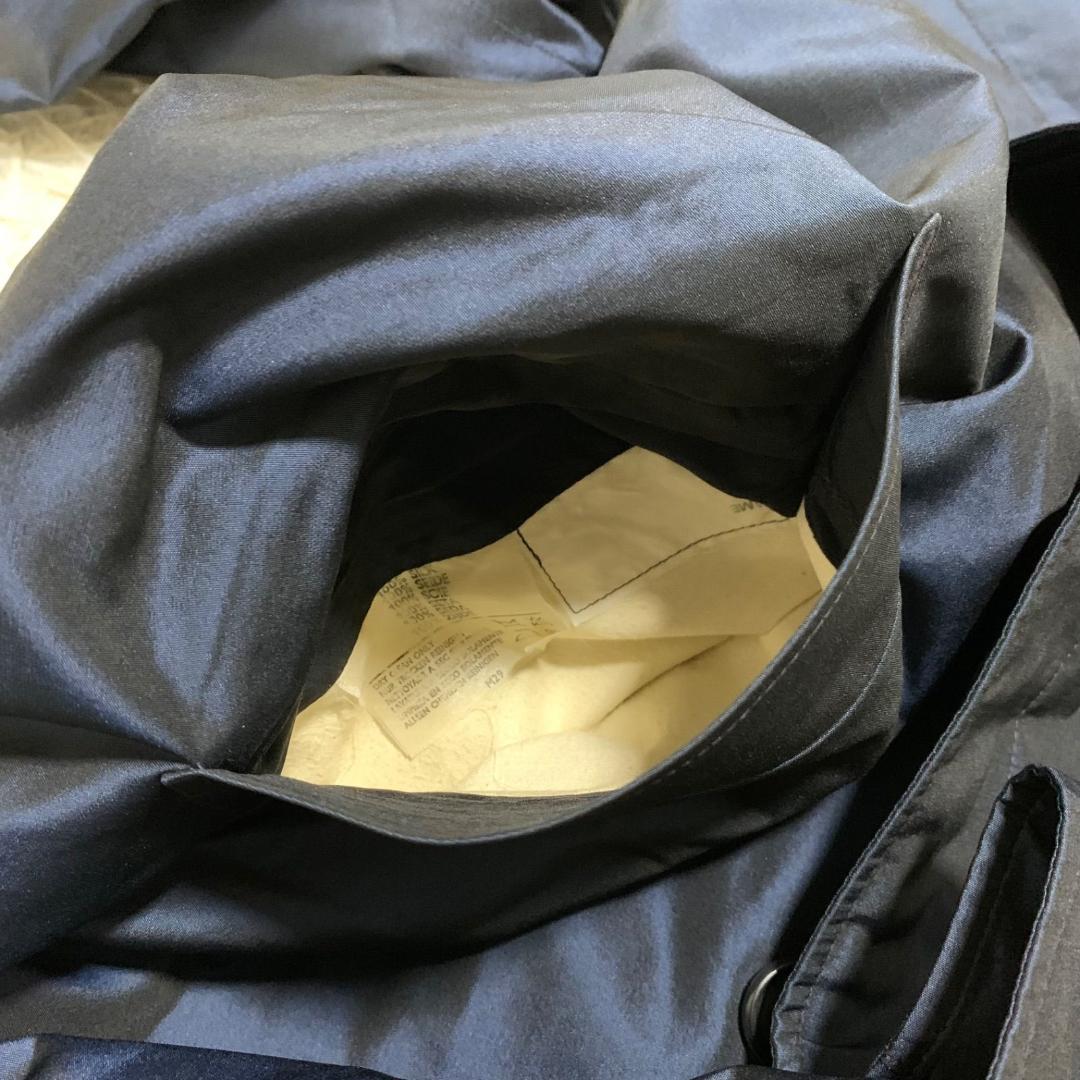 美品✨アクアスキュータム シルク100% 光沢 トレンチコート ネイビー