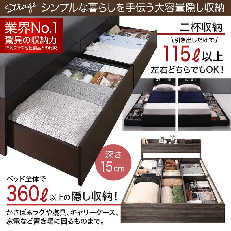 最安値！マットレスなし ダブルベッド 　　収納 コンセント 送料込み！ 29