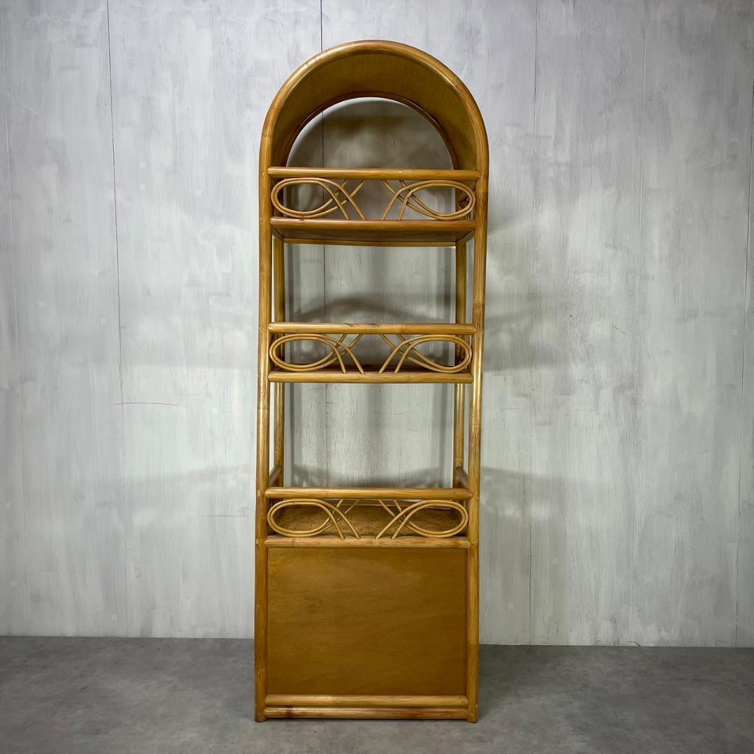 ヴィンテージ アーチラタンラック オープンラック 籐家具 収納 レトロ