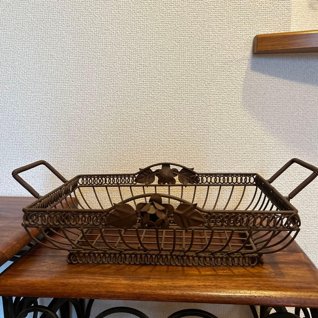 アイアン　バスケット　トレイ　アンティークインテリア　35×23cm