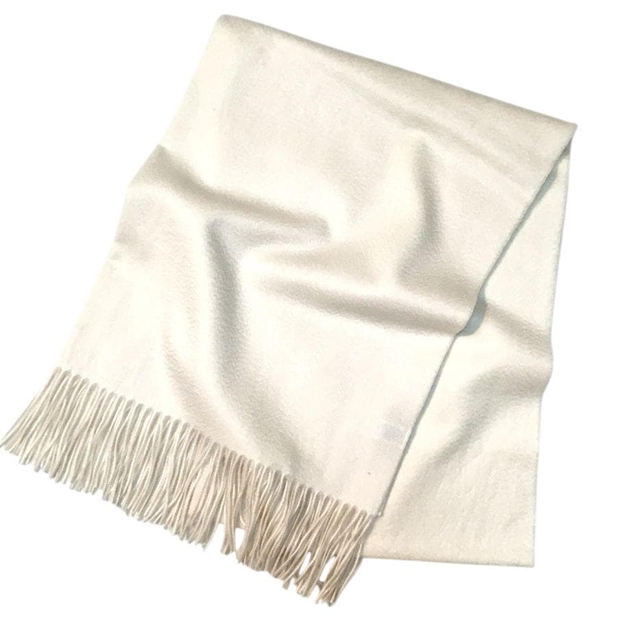 値下70㎝×200超大判無染色 100% カシミヤストールマフラーWHT新品