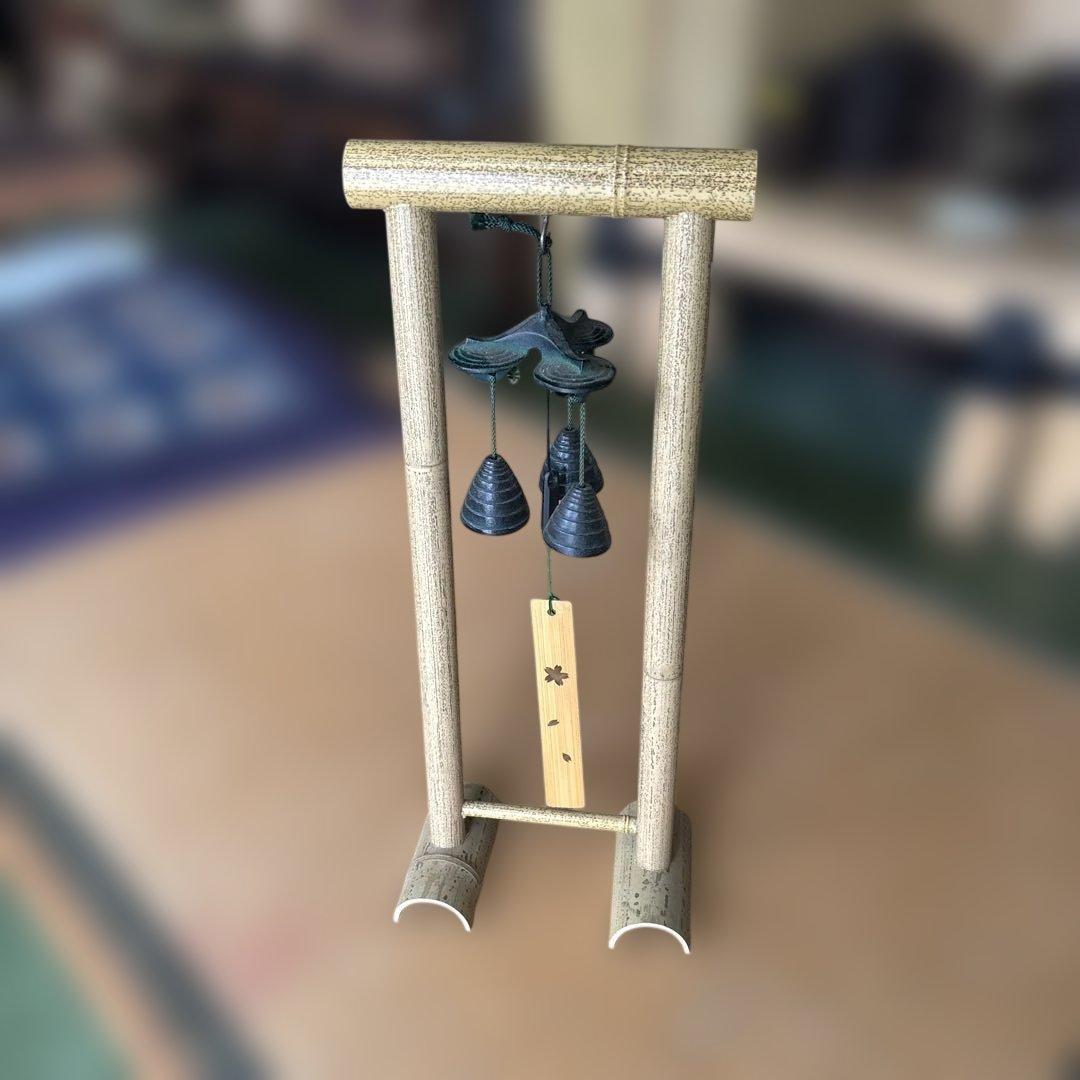 三重奏風鈴　人工竹風鈴スタンド付き