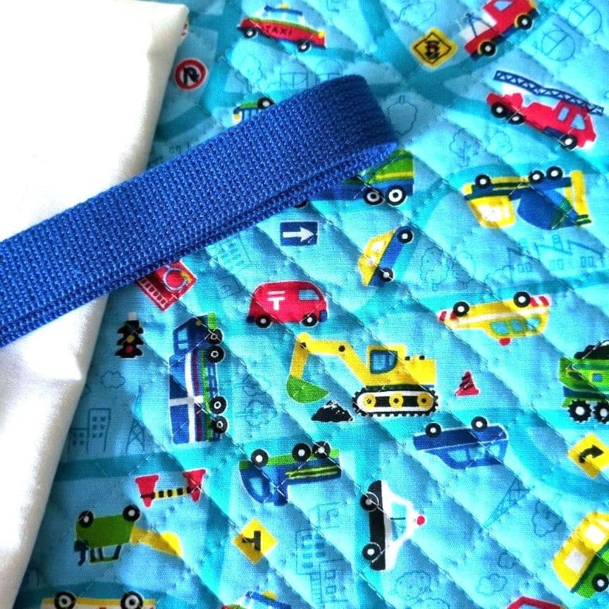 レッスンバッグ 40×30㎝ セミオーダー可◎ 裏地付【くるま水色キルティング】