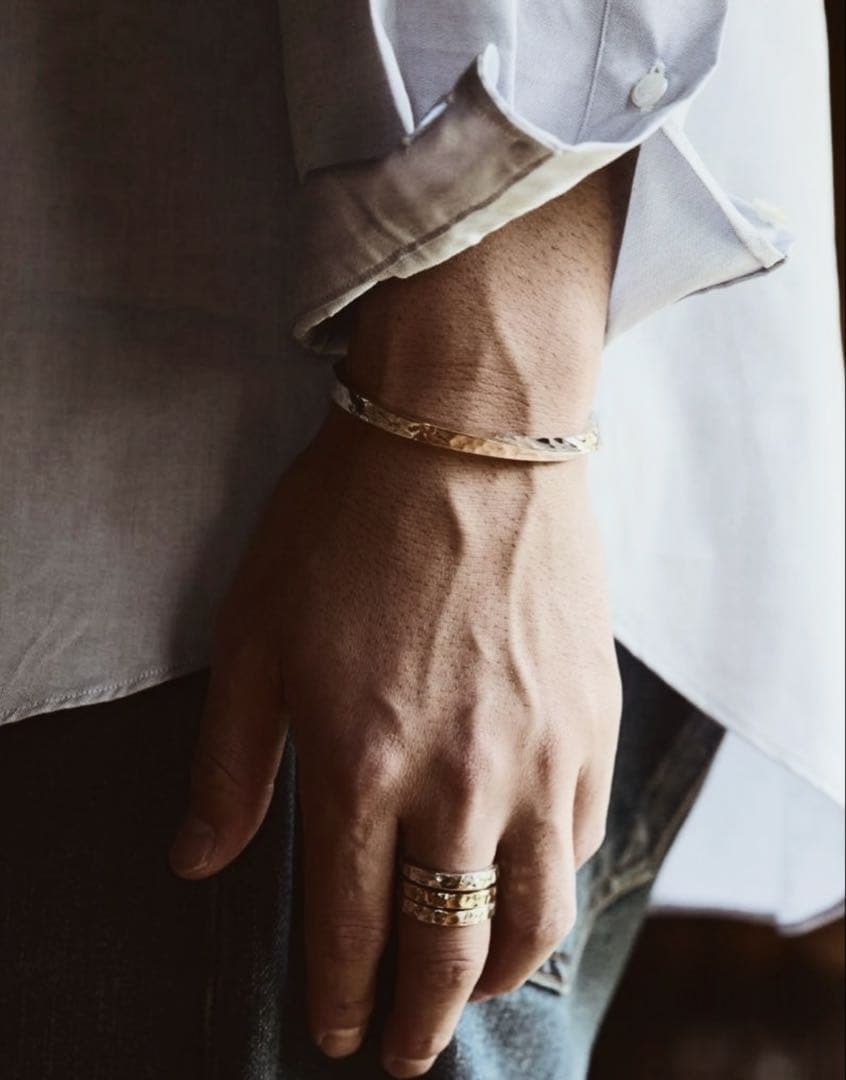 市松 K14 × silver925 スパイラルバングル