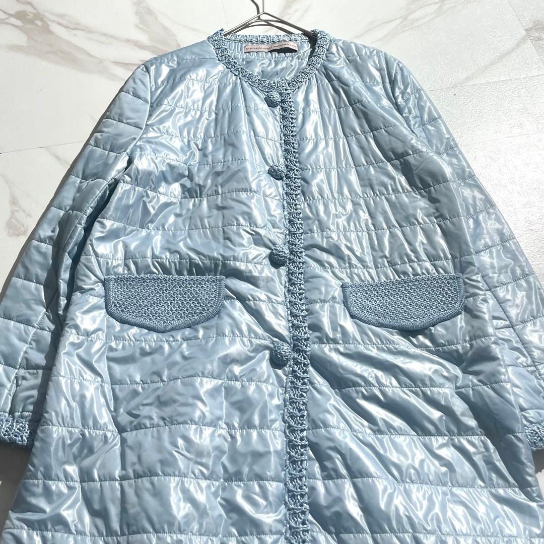 極美品✨ エルマンノシェルビーノ ダウンコート レース生地 軽量 ブルー