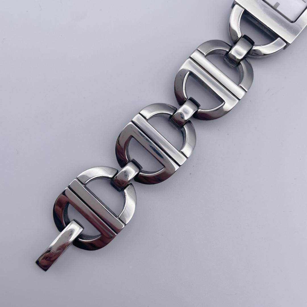 【美品】 DIOR マリス スクエア CDロゴブレス シルバー シェル 腕時計