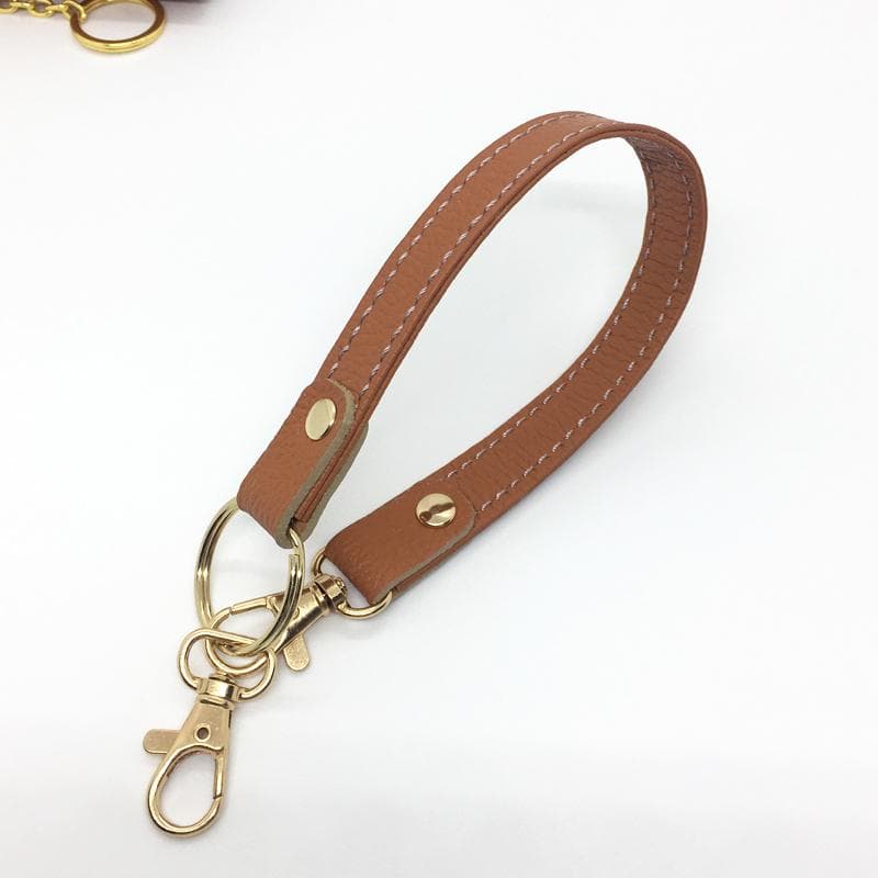 【本革】ミニウォレット ファスナー キャメル ストラップ付き ハンドメイド