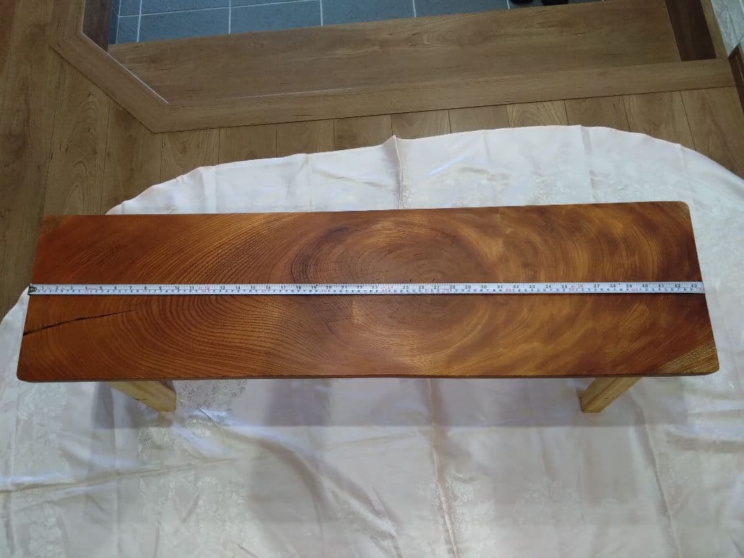 欅一枚板のベンチ75　Haru❕❕長寿のケヤキの杢目が綺麗に出ております。