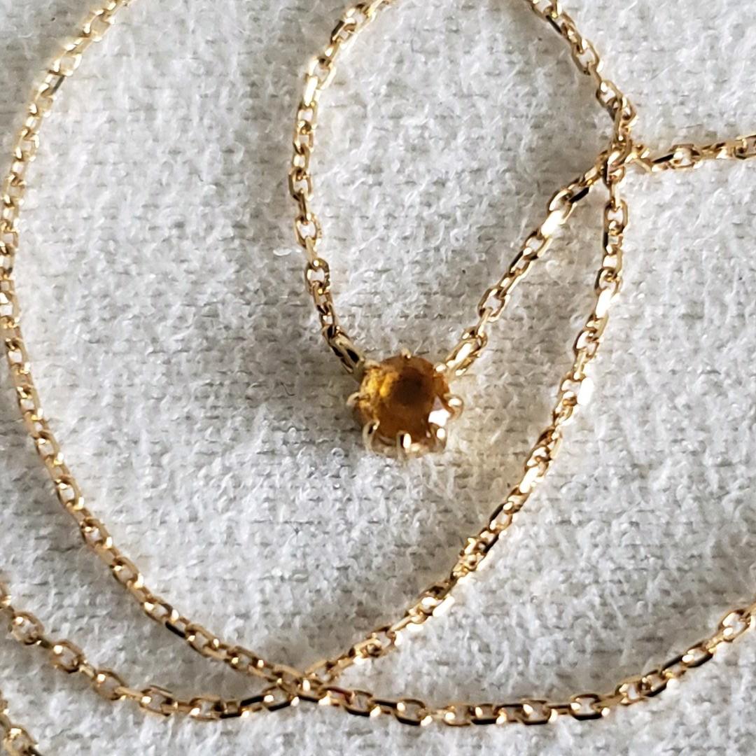 『hana ❁』シトリン♡【エテ】K18フルール たて爪 誕生石ネックレス