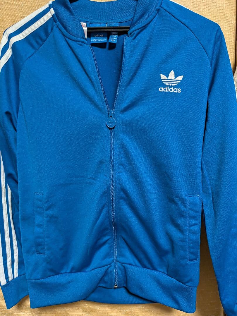 adidas 青 ジップアップジャケット