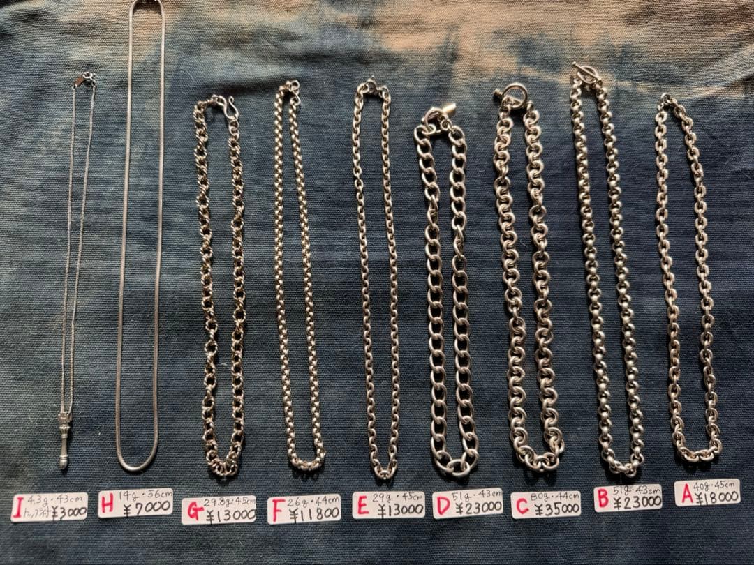 ◯シルバー、チェーンネックレス色々 　　　Ａ〜Gまでの7タイプです。
