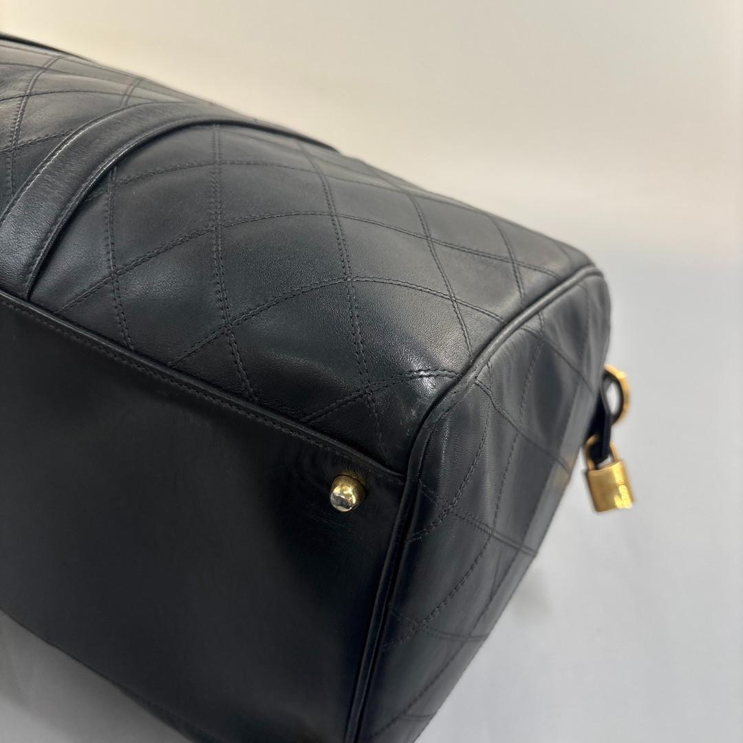 超極美品 シャネル ビコローレ ボストンバッグ ココマーク レザー ブラック