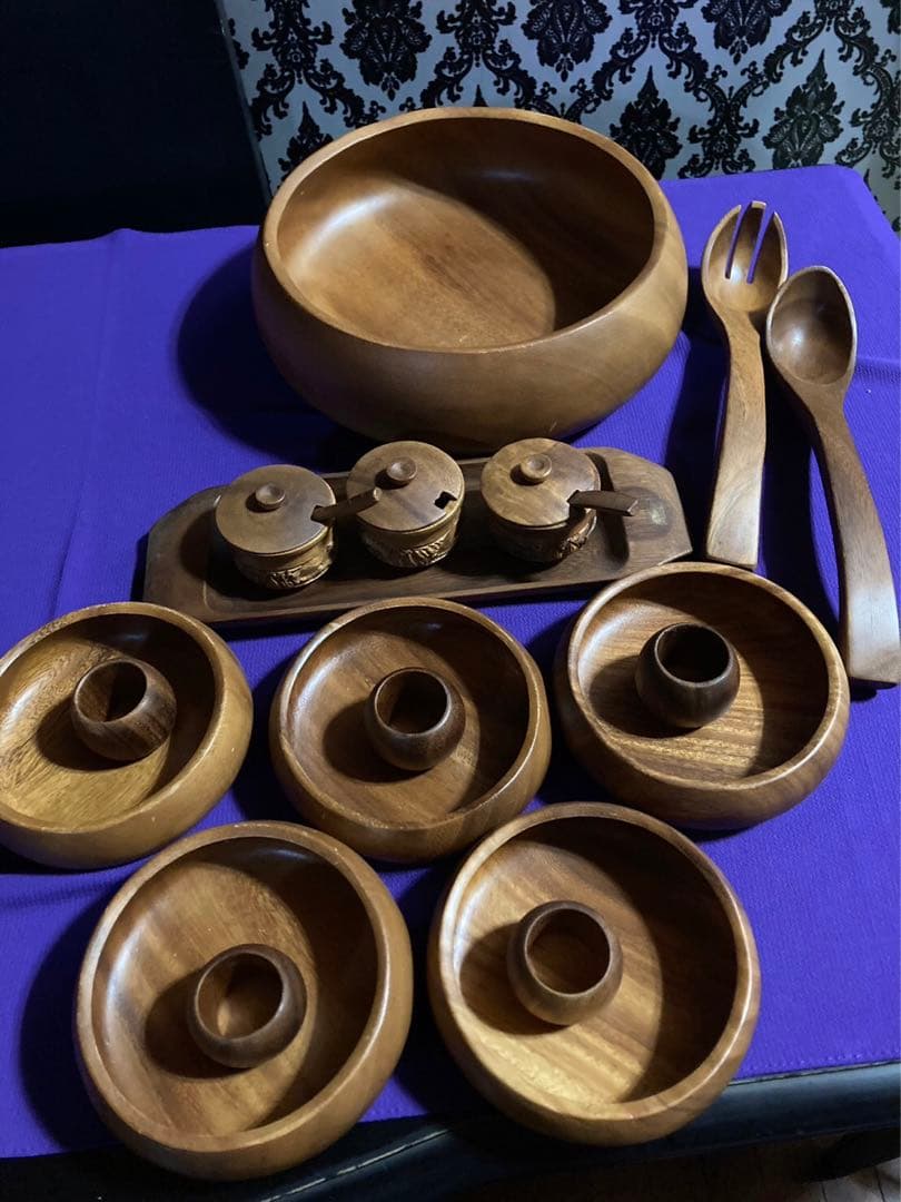 天然木食器♦️ヴィンテージ47点セット♦️BBQに◎ 海外製オーダー♦️補償付　送料込