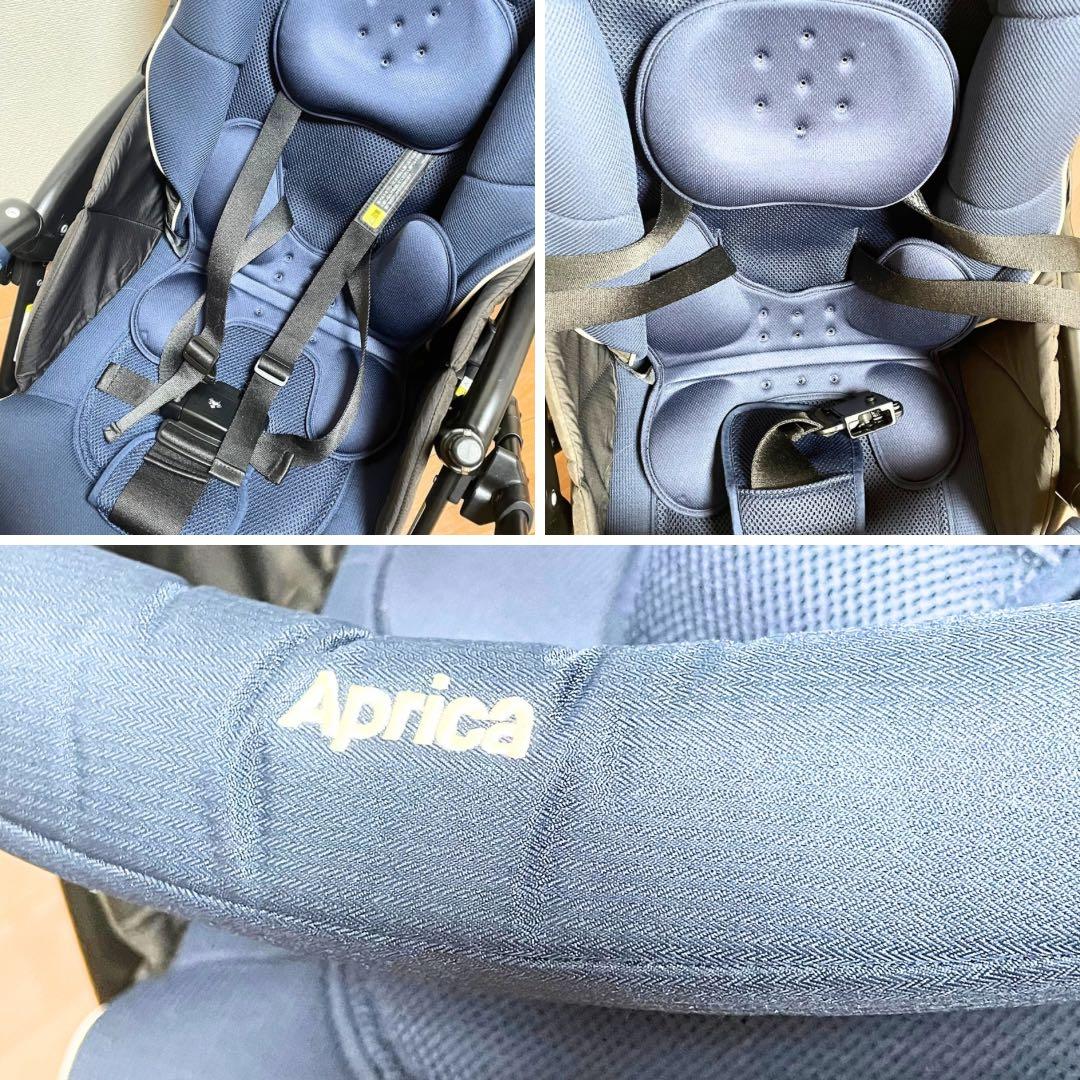 極美品✨ベビーカー アップリカ ラクーナクッションCSNネイビー レザーハンドル