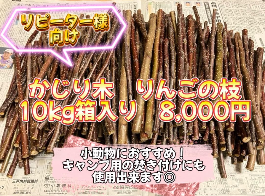 かじり木 りんごの枝 10kg箱入り