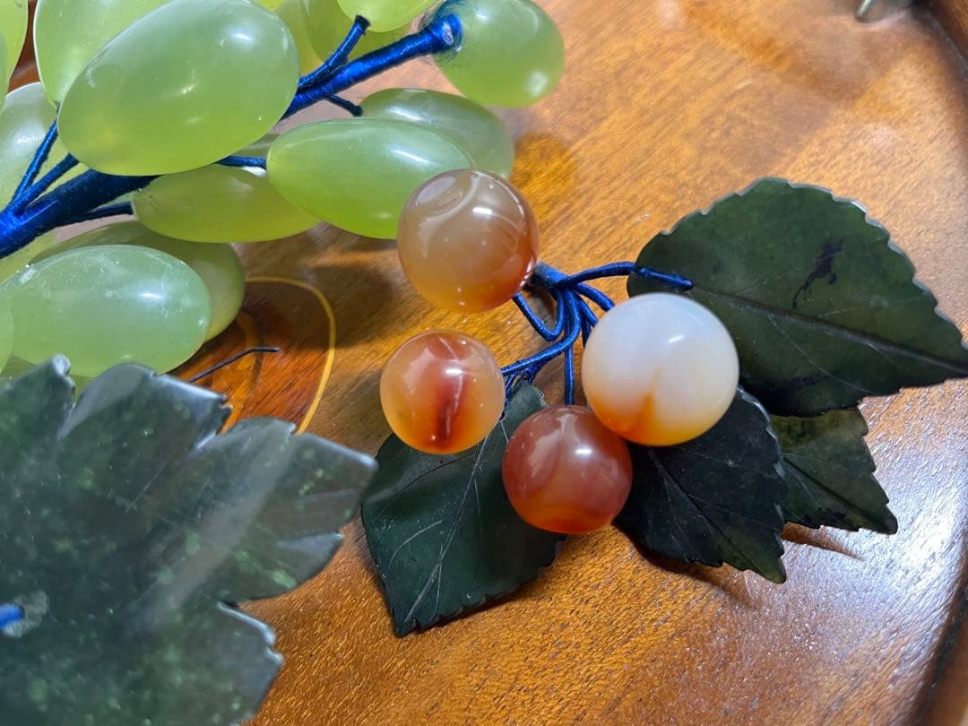 中国美術 翡翠 瑪瑙 ローズクォーツ 紅水晶 葡萄 置物 ぶどう ブドウ