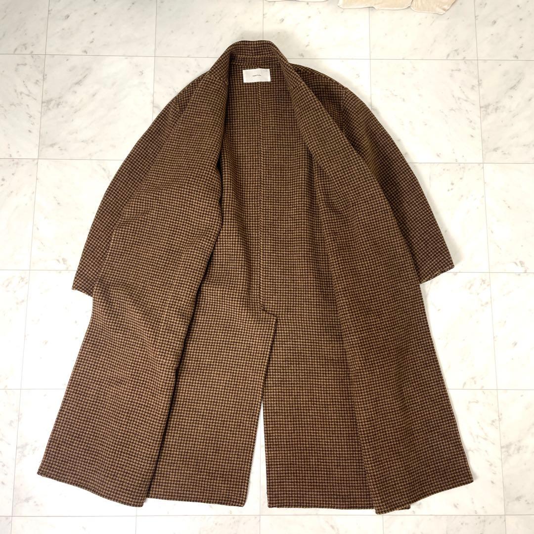 専用【美品】トゥデイフル オーバーチェックコート ウール ロング 38 茶
