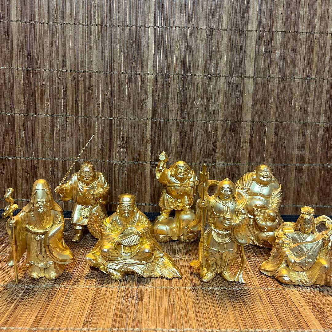 【美品】 七福神 置物 縁起物　御利益幸福　神様　ゴールド　金色