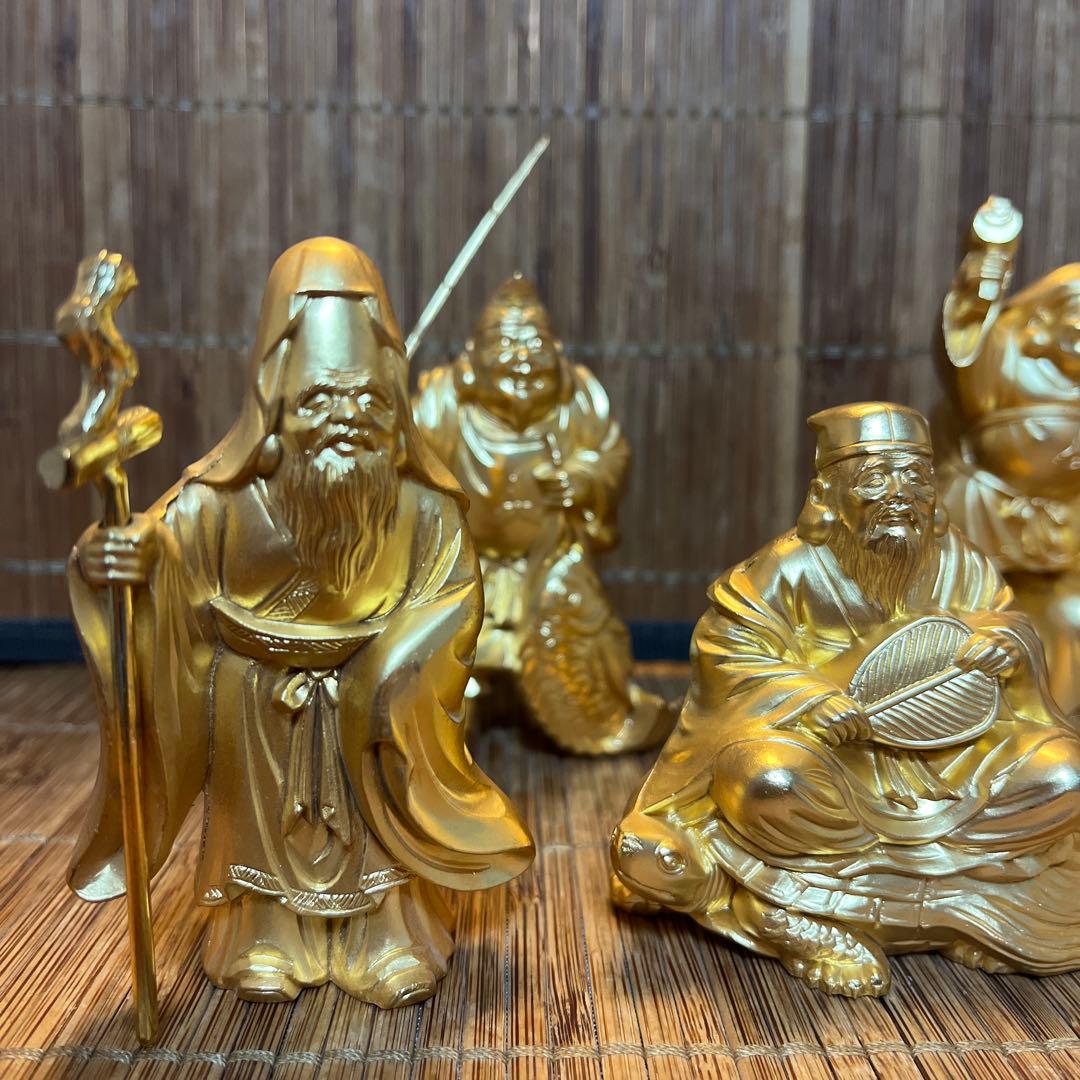 【美品】 七福神 置物 縁起物　御利益幸福　神様　ゴールド　金色