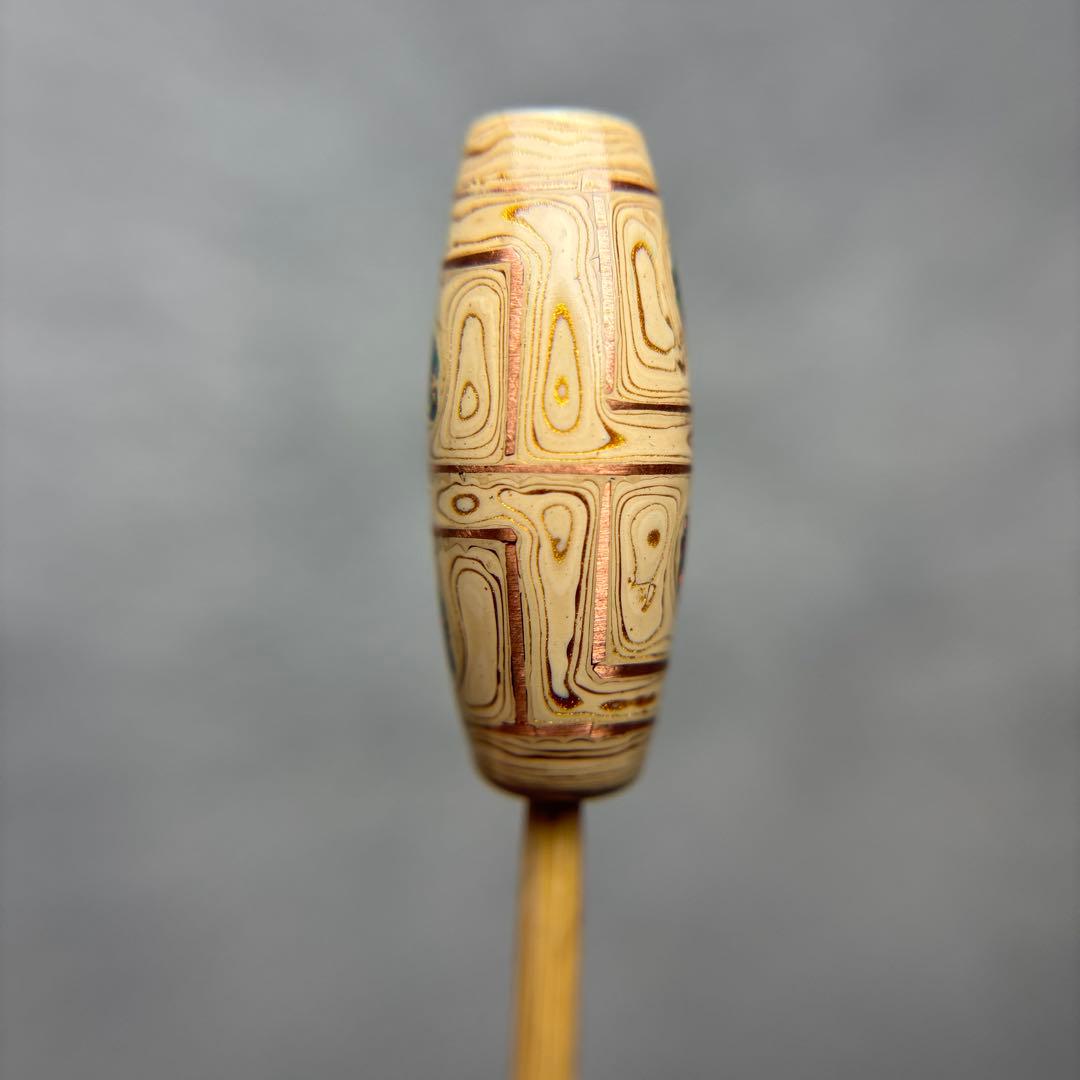 漆オパール天珠　四眼銅線天珠　12-77