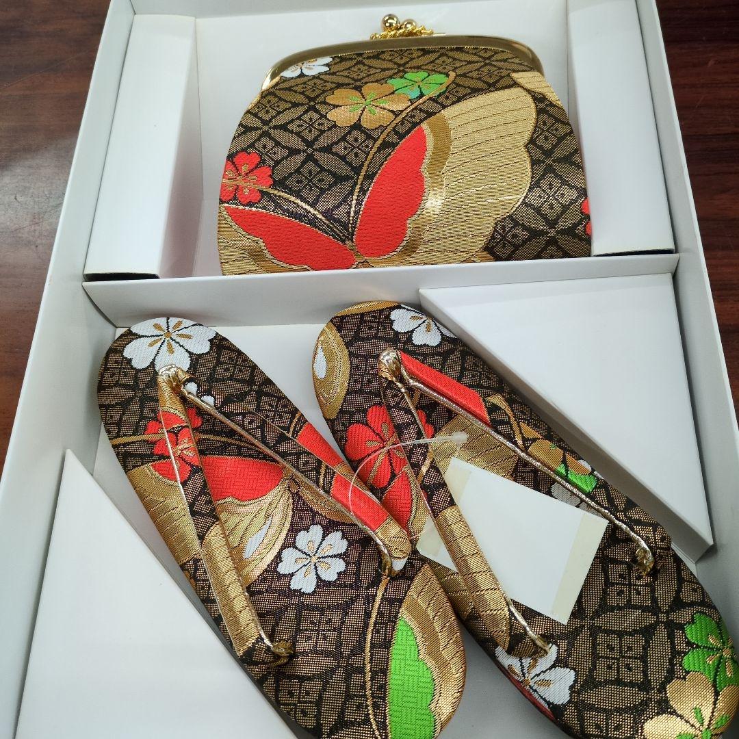 草履とバッグのセット 七五三用　21センチ　未使用　レトロ　黒