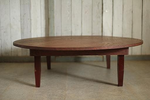 古い木製折り畳み丸テーブル　ちゃぶ台　古家具　古民家　古道具