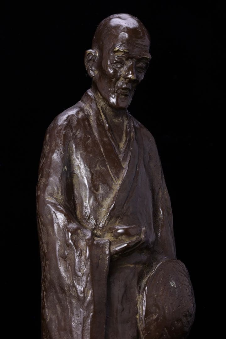 G*7様 〈米治一 作〉ブロンズ像『良寛和尚像』共箱 栞付 高さ43㎝ 青銅製