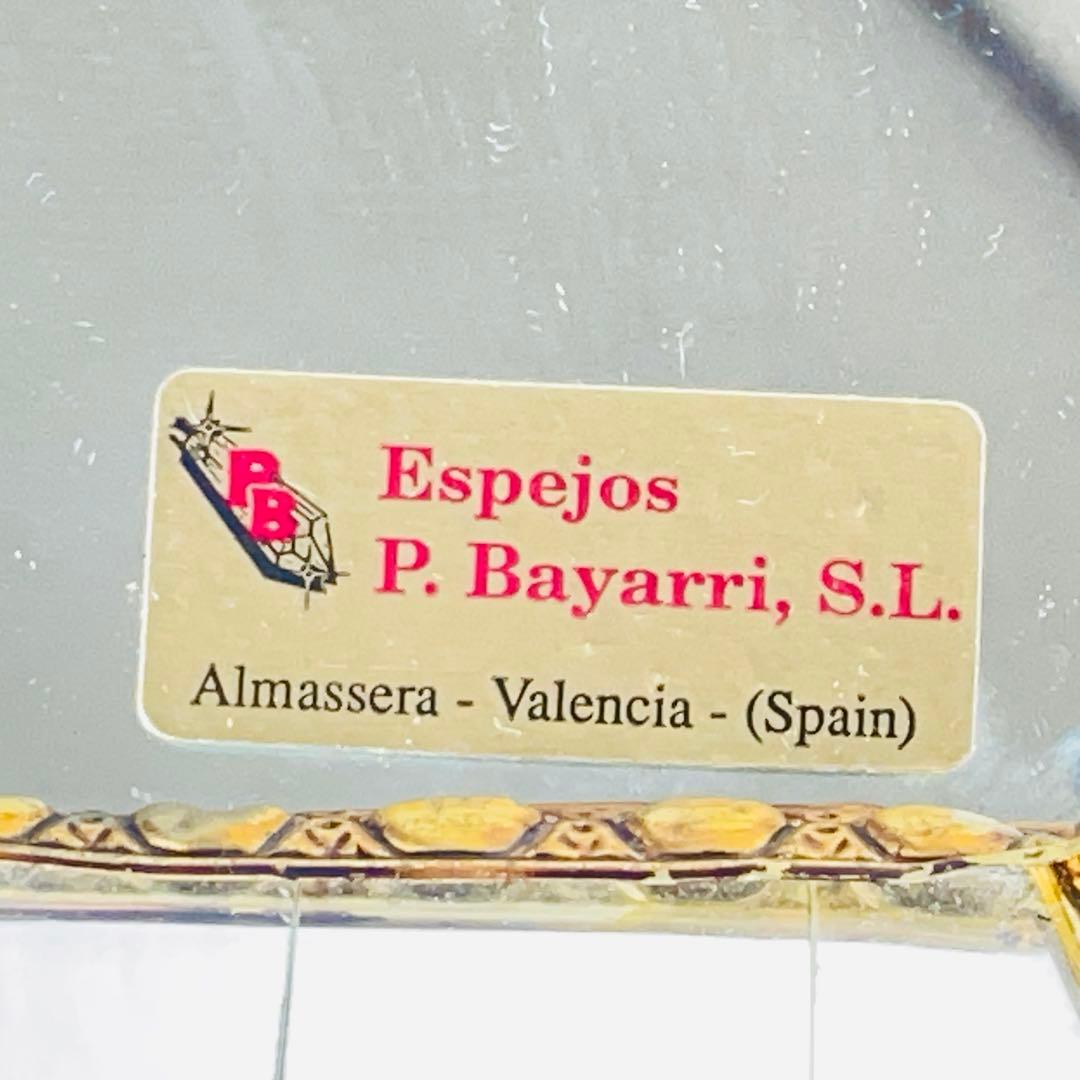 スペイン製 アンティーク 八角形 鏡 ミラー 金属枠 壁掛け ヴィンテージ 装飾