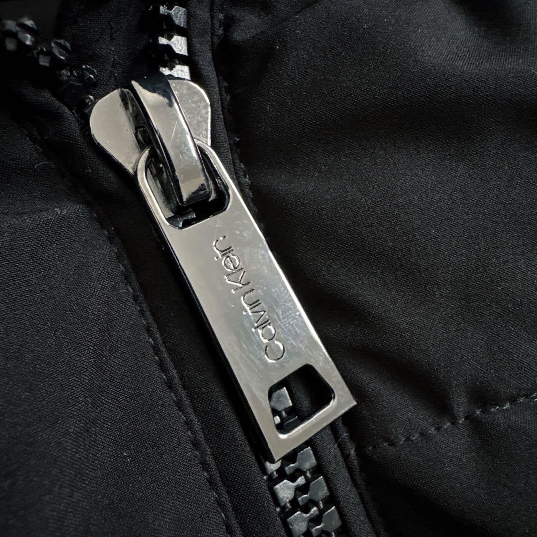 極美品 カルバンクライン 中綿 ロングコート 黒 L ファー付 ロゴプレート