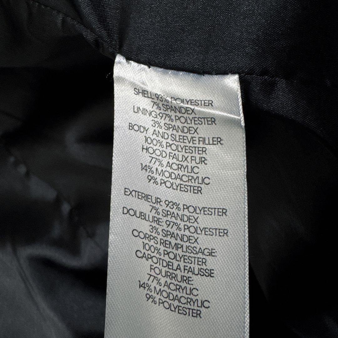 極美品 カルバンクライン 中綿 ロングコート 黒 L ファー付 ロゴプレート