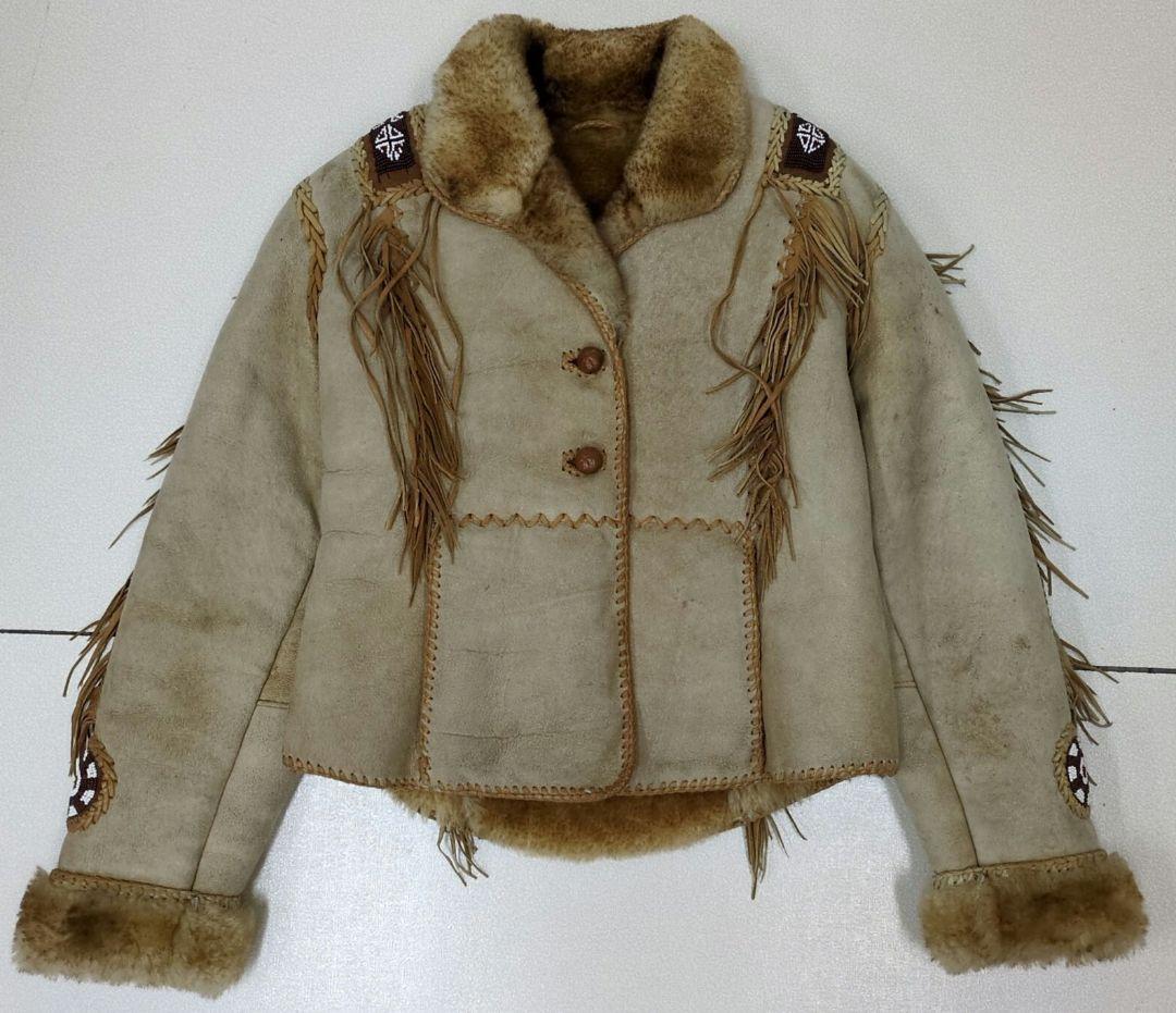 本革 ハンドクラフト クルミボタン ウエスタンレザースエードムートンジャケット