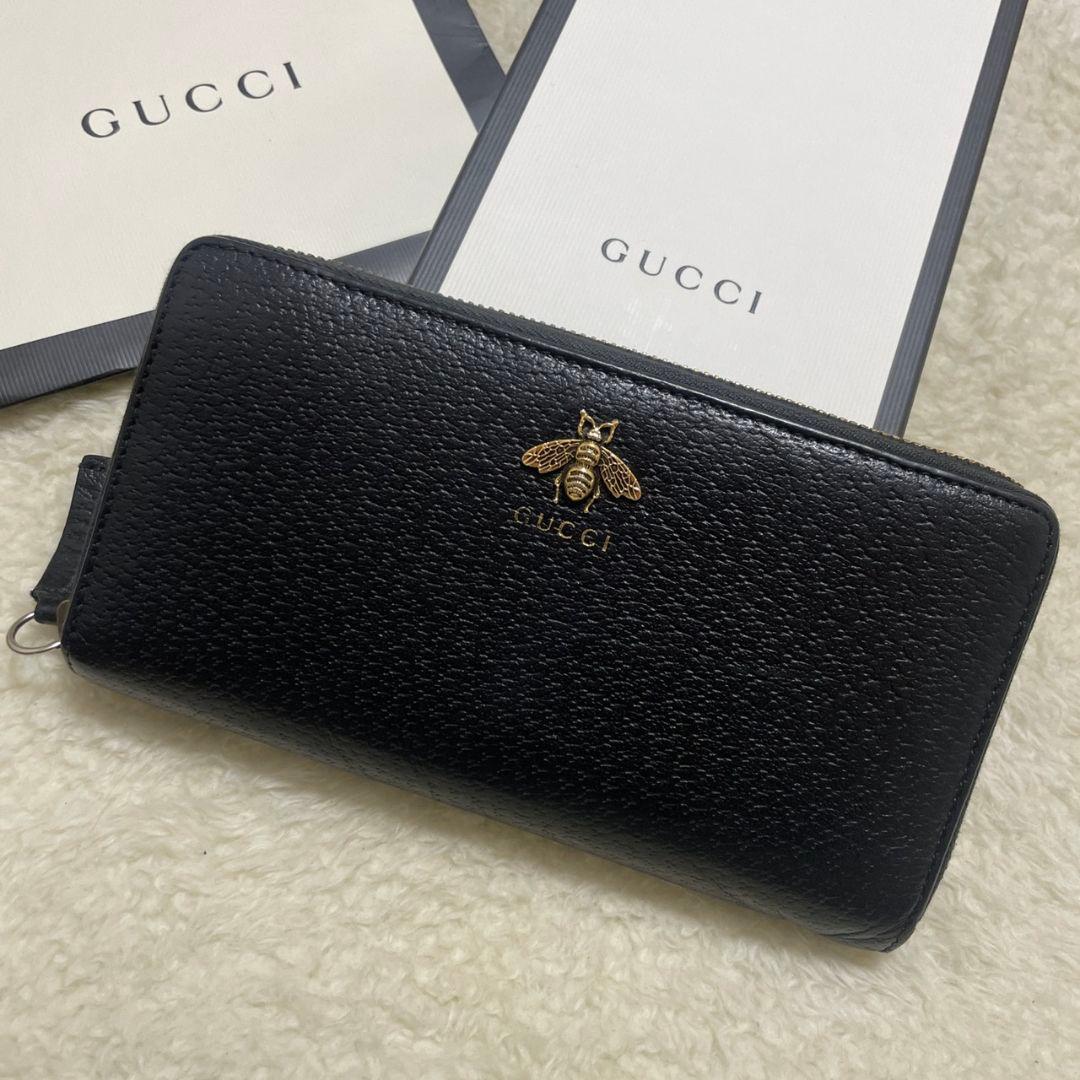 GUCCI　グッチ　ラウンドファスナー　アニマリエ　ブラック