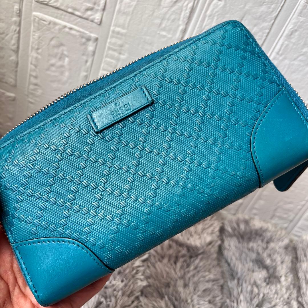 美品✨GUCCI ディアマンテ　ラウンド　財布　レアカラー　ターコイズブルー
