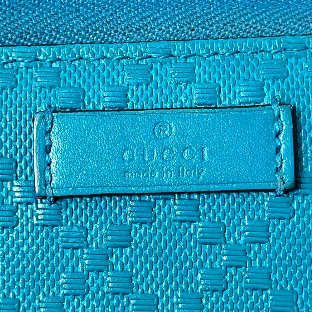 美品✨GUCCI ディアマンテ　ラウンド　財布　レアカラー　ターコイズブルー