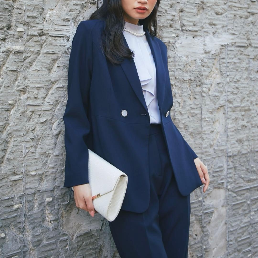 SMILE ORCHID ネイビー ダブルボタン パンツスーツ セット