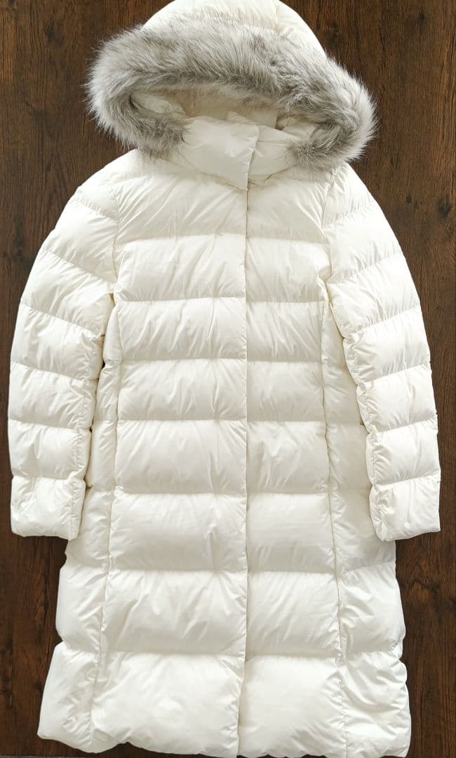 【極美品】UNIQLO ダウンコート 白 S フォックス風ファー