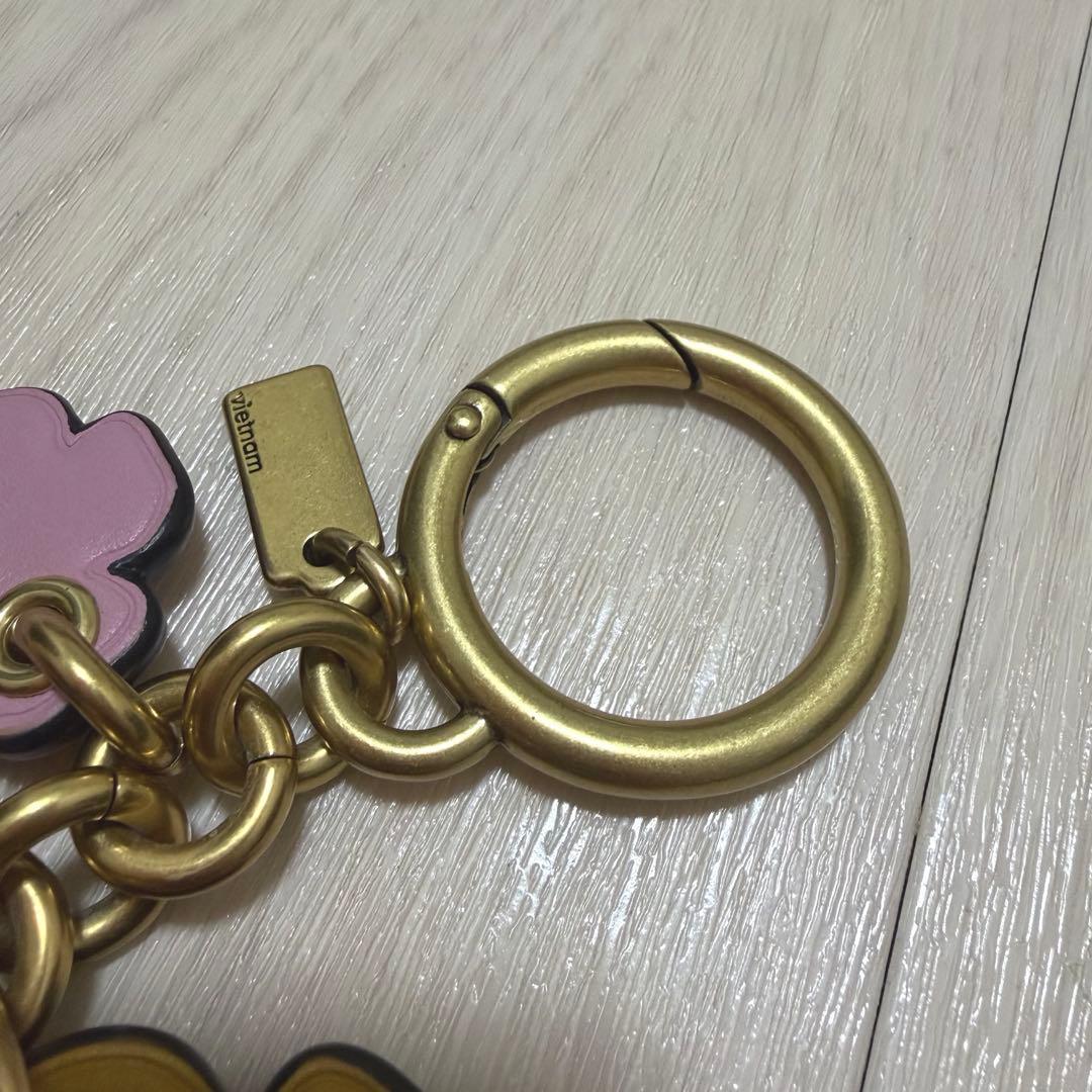COACH ティーローズ バッグチャーム キーホルダー フラワー 花 オレンジ