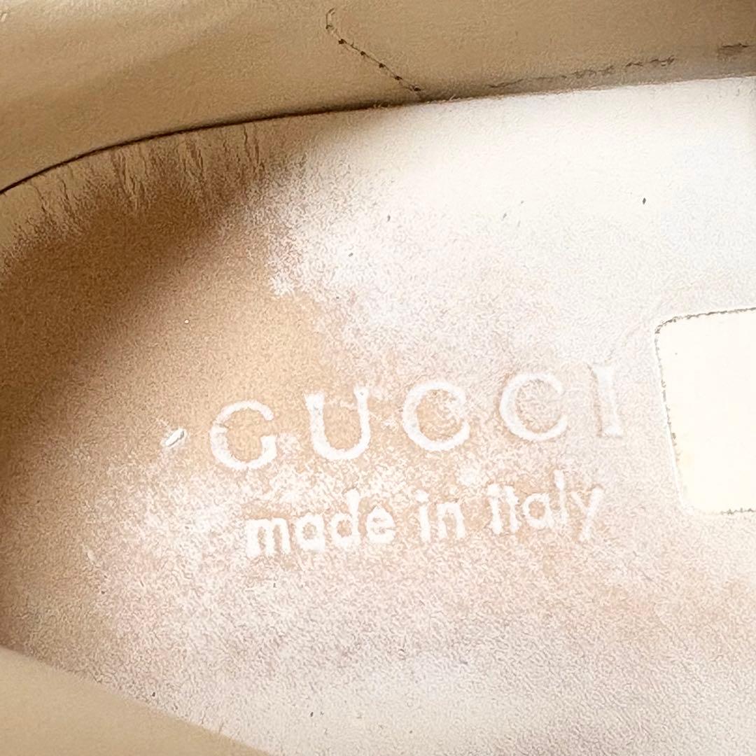 GUCCI ビー シェリーライン ホワイト レザースニーカー SIZE 71/2