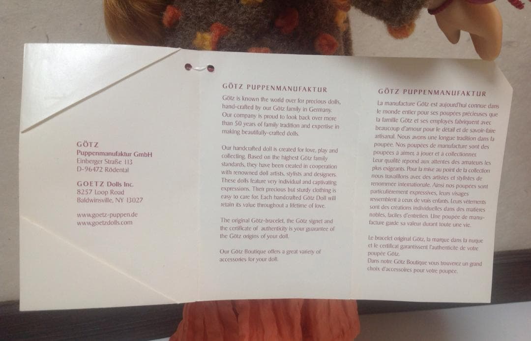 人形：ビンテージドール【シルビア・ナッテラ】 ②赤 Gotz 約48㎝