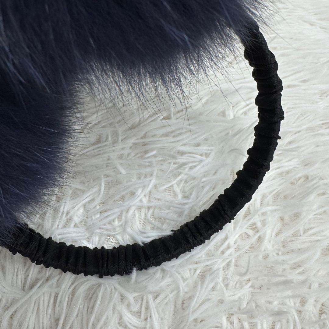 【人気】Drawer イヤーマフラー　ネイビー　フォックスファー