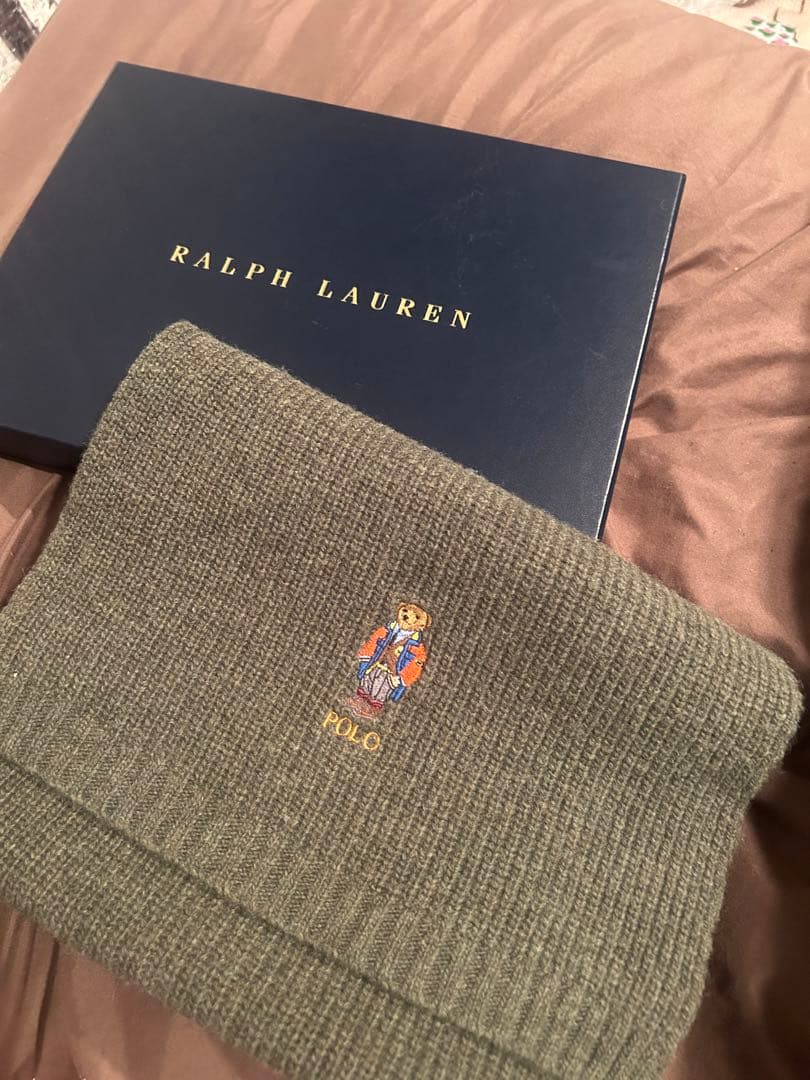 POLO Ralph Lauren オリーブグリーン マフラー POLOベア