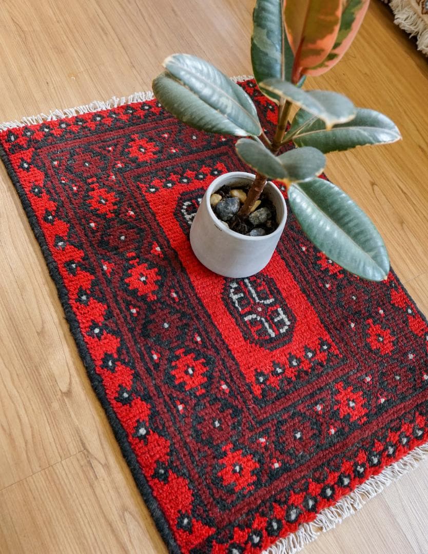 67×48cm トルクメン ボハララグ 手織り絨毯 トライバルラグ ヴィンテージ