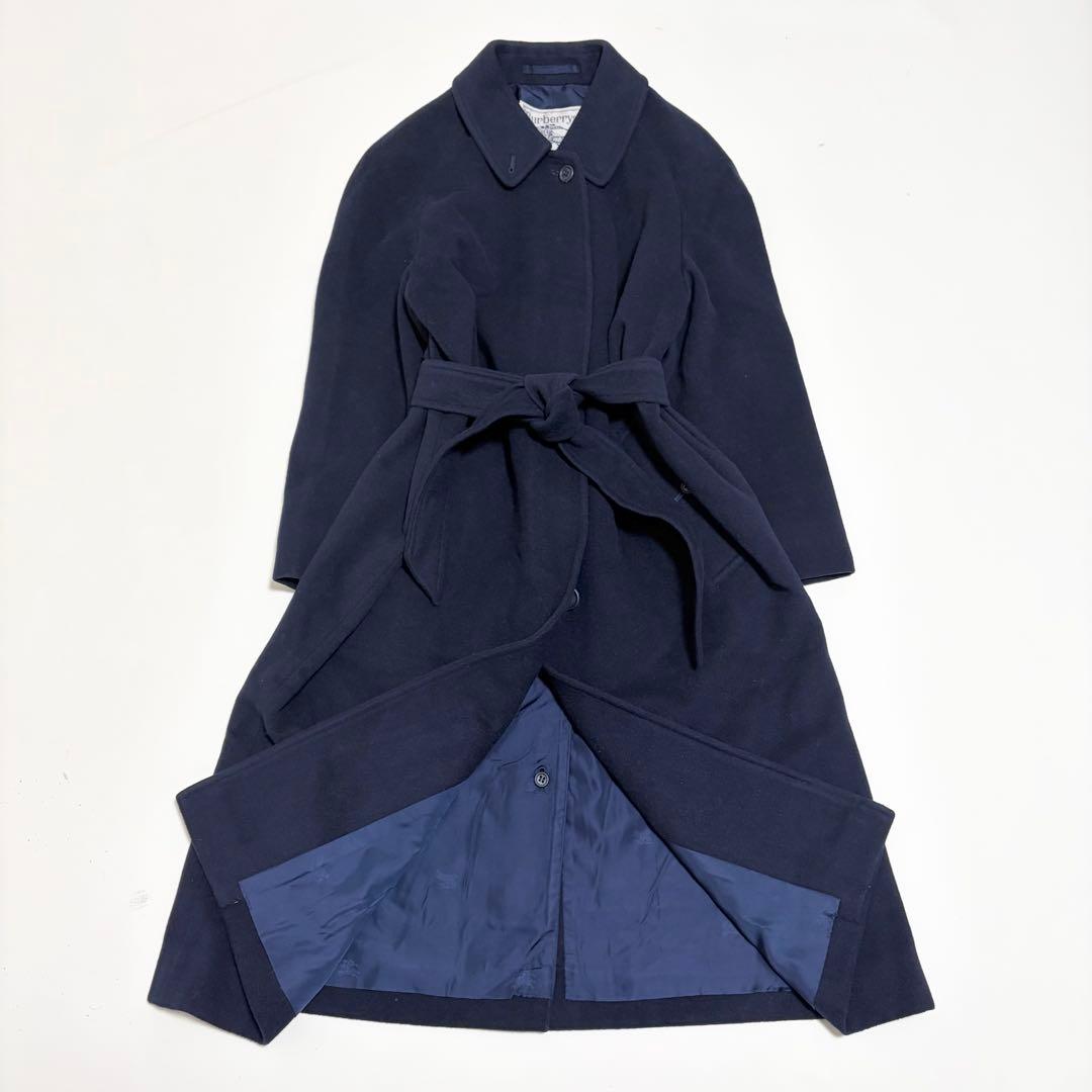 美品✨バーバリーズ ロングコート カシミヤ混 ネイビー ベルト付