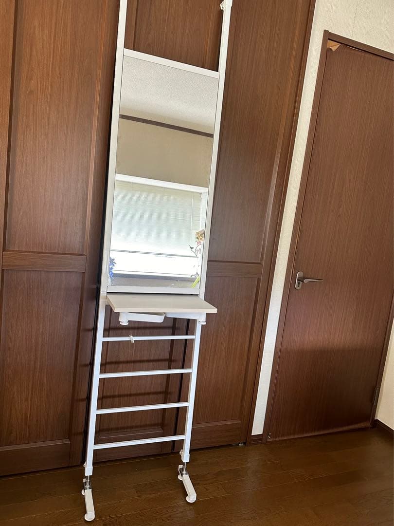 メイク　化粧台　美容室　エステサロンミラー　シェルフ　ホワイト