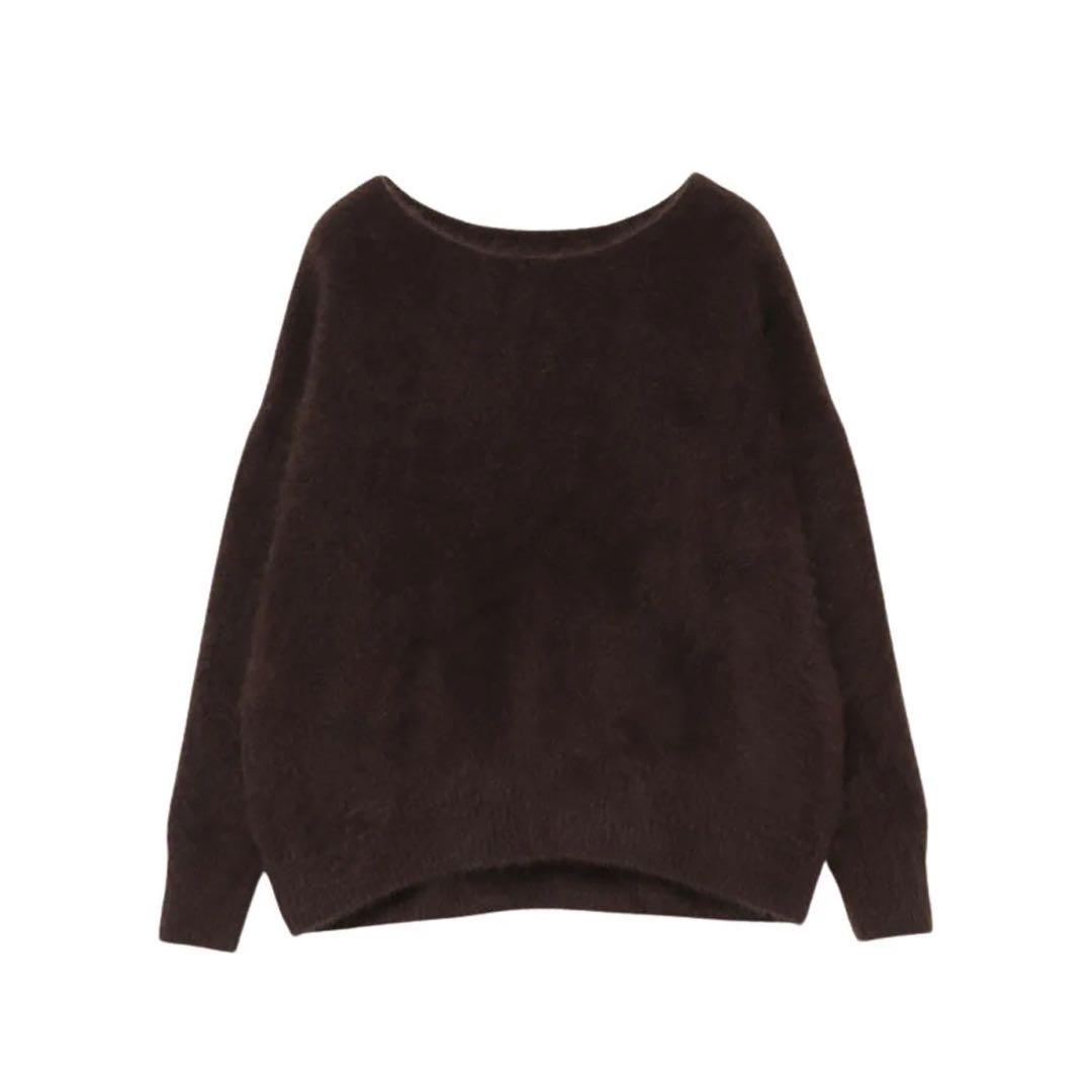 2601069 anuans ラクーンボートネックニットプルオーバー ブラウン