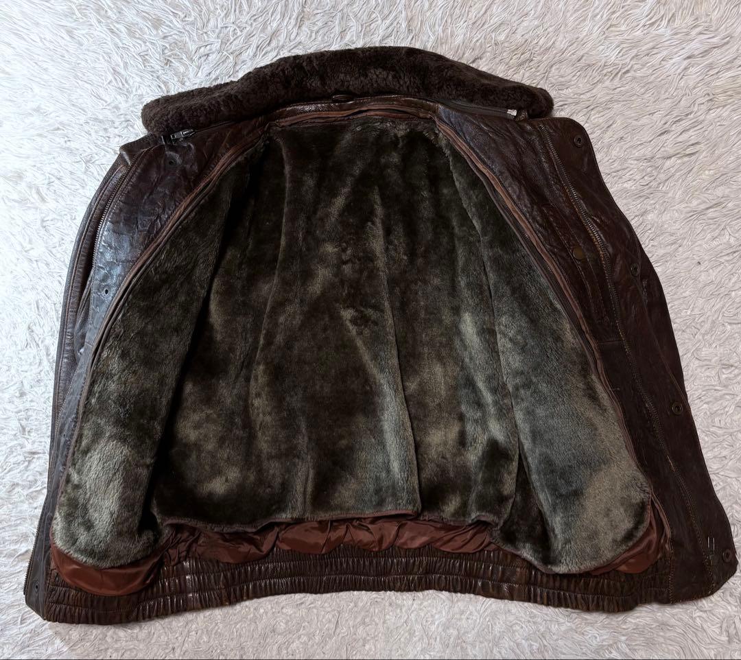 テイル ✨00s G1 レザーフライトジャケット ブラウン ボア襟 ライナ